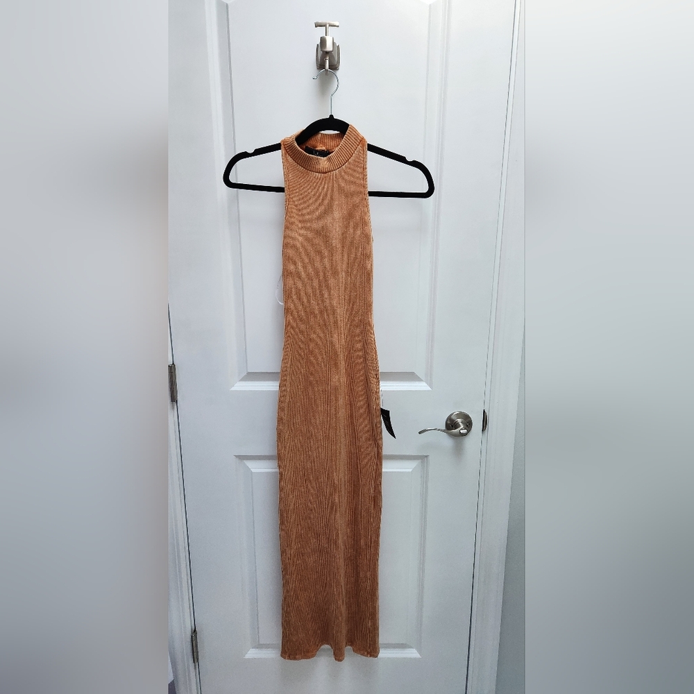 NWT LULU'S Washed Orange Midi Dress